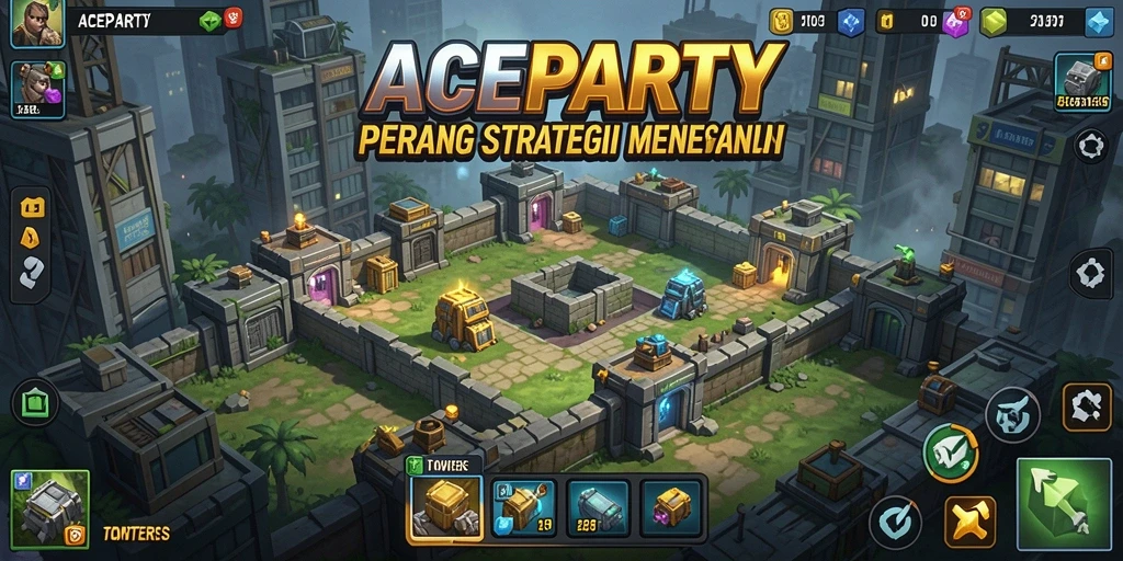 Screenshot gameplay ACEPARTY menampilkan aksi seru dalam Tower Defense.