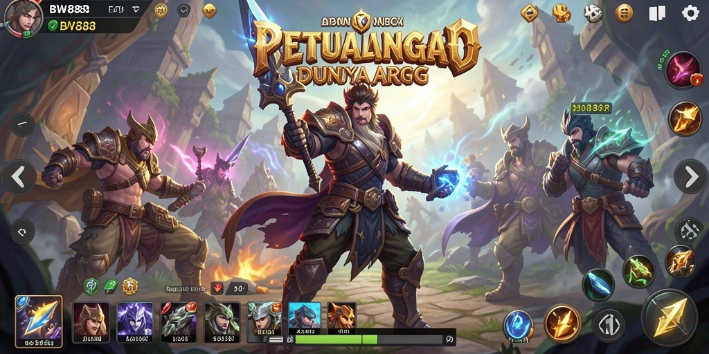 Screenshot gameplay BW888 yang menampilkan pertempuran epik dalam dunia ARPG.