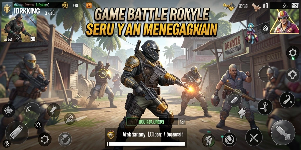 Tampilkan momen mendebarkan dari gameplay IDRKING Battle Royale.