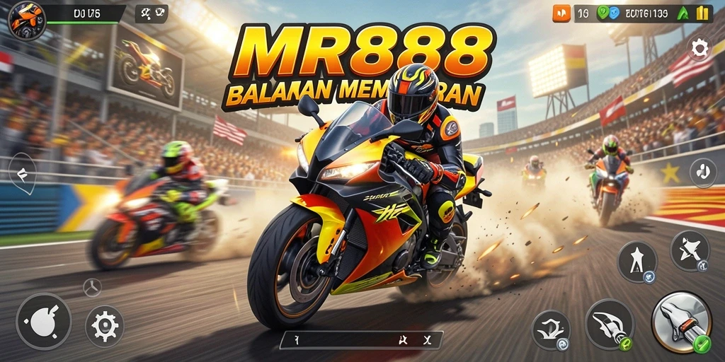 Tampilan menarik gameplay balapan motor di MR888.