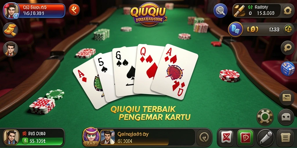 Screenshot QQRP menunjukkan suasana permainan QiuQiu yang seru dan menegangkan.