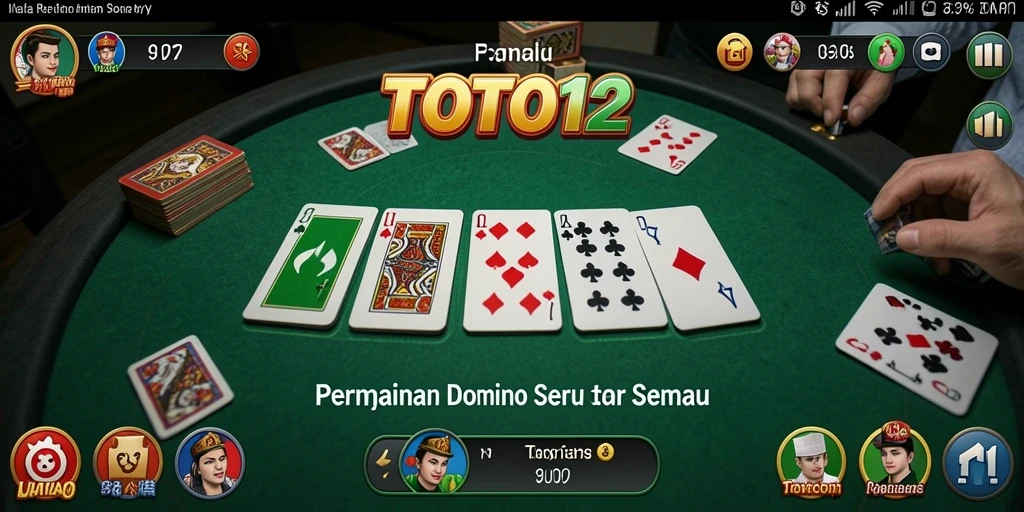 Screenshot utama TOTO12 yang menampilkan gameplay Domino yang seru.
