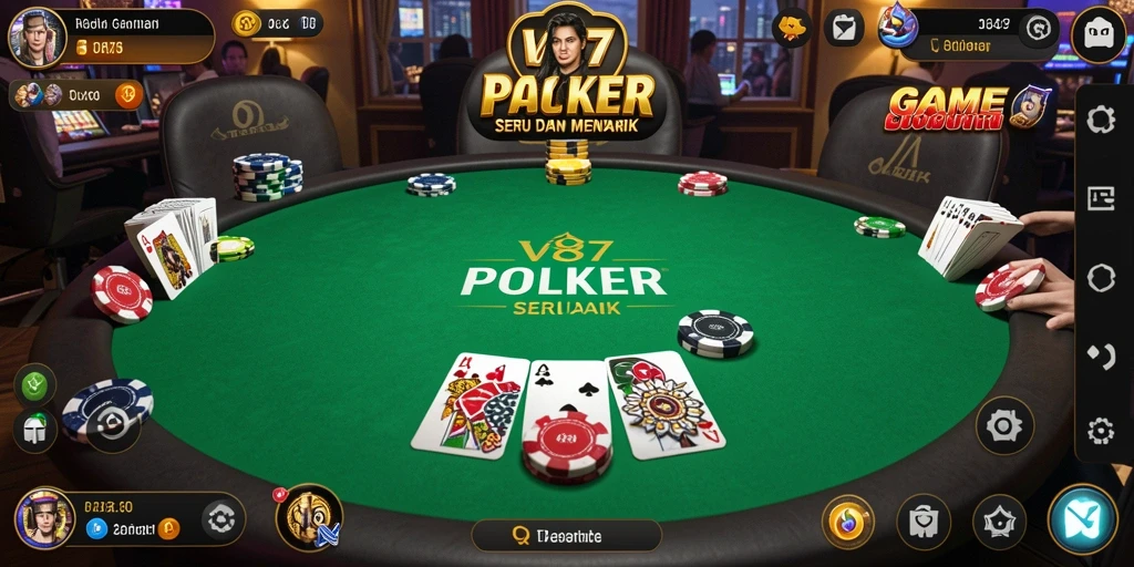 Tampilan gameplay Poker yang mendebarkan di V87.